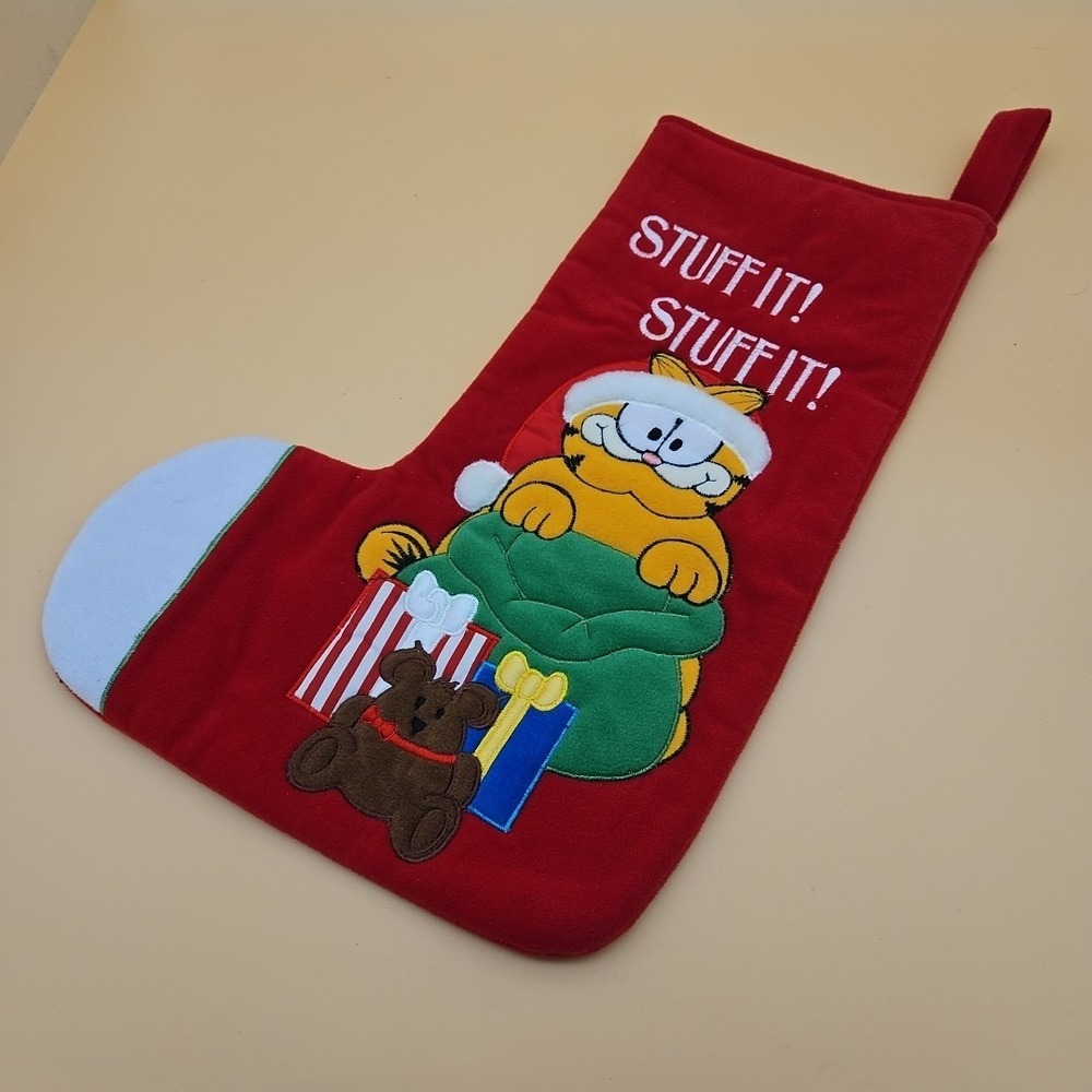 Vintage 1978-1981 Garfield Christmas Stocking "Stuff it!" Red Cartoon Cat